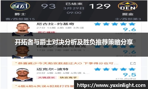 开拓者与爵士对决分析及胜负推荐策略分享
